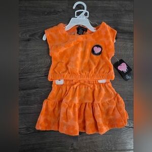 Girls Orange Floral Outfit Size 2t NWT